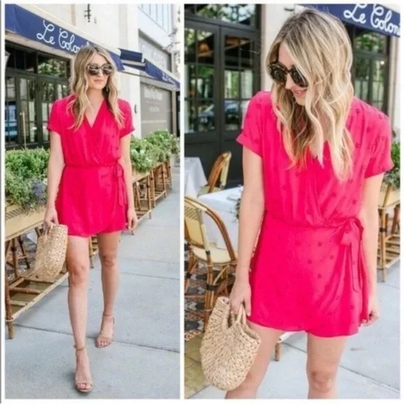 Anthropologie Ett:Twa Greenbrier Embroidered Romper in Pink Magenta